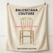 Balenciaga Minimalist Black Outfit Flannel Throw Blanket for Sofa and Wall Decor BA309